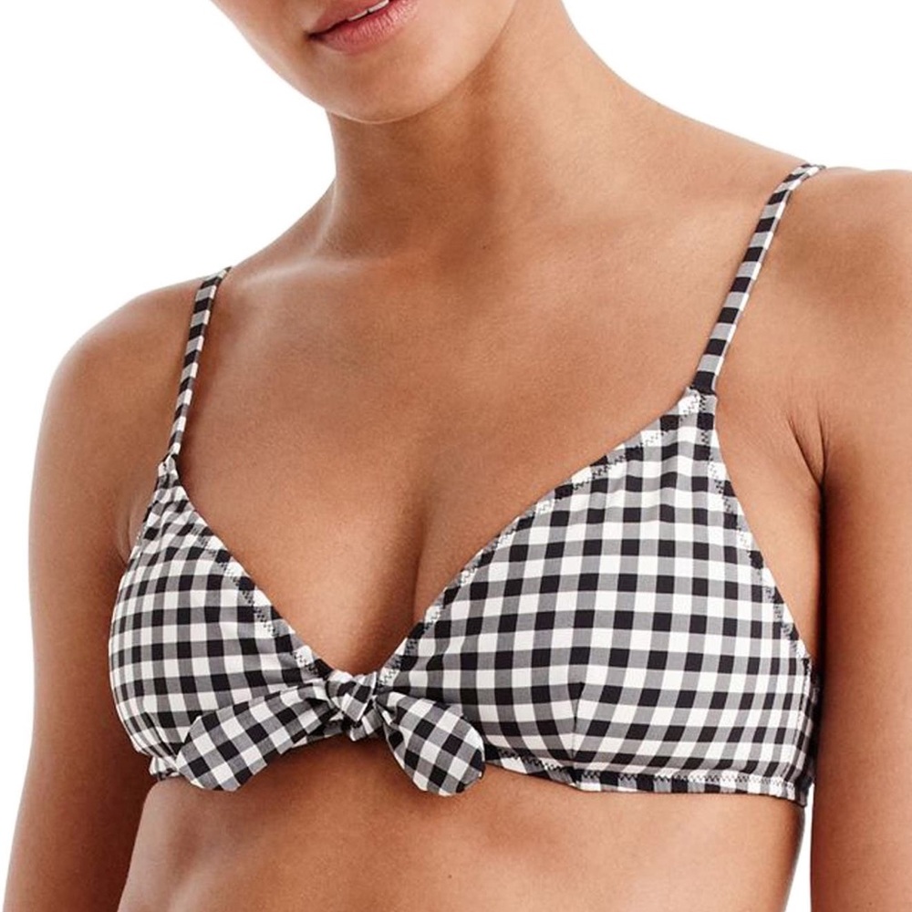 NWT J. Crew Black & White Gingham Bikini Top Size XXL